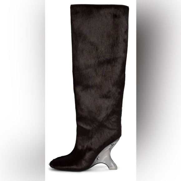 Jeffrey Campbell MODIFIED F CALF HAIR LUCITE Knee High Boots US 8.5 New $400 - Picture 1 of 10